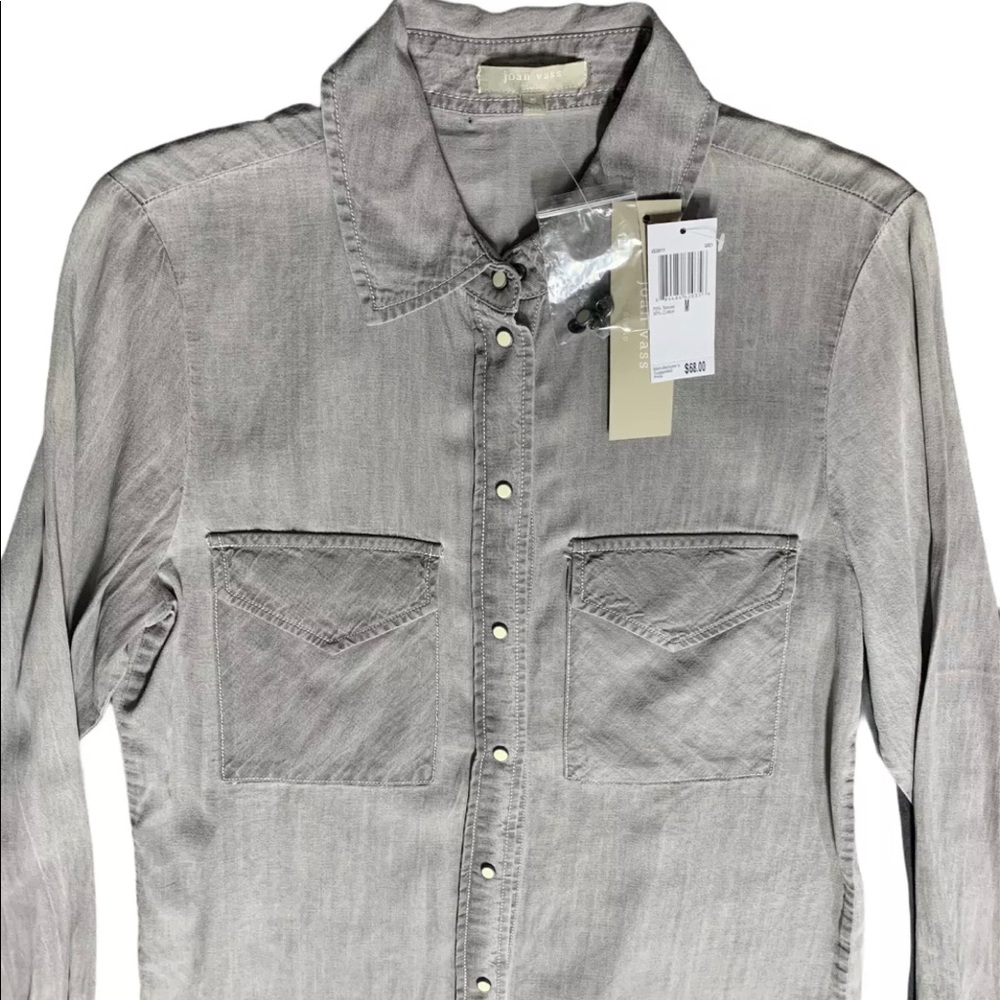 Joan Vass Grey Button Down Dress Shirt